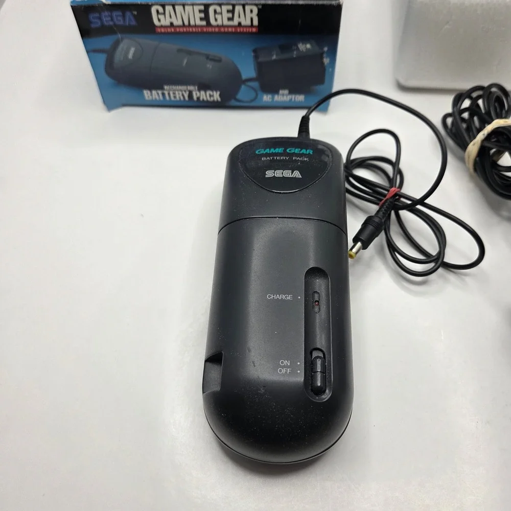 Sega Game Gear Rechargeable Battery Pack AC Adaptor Vintage Boxed OEM Black